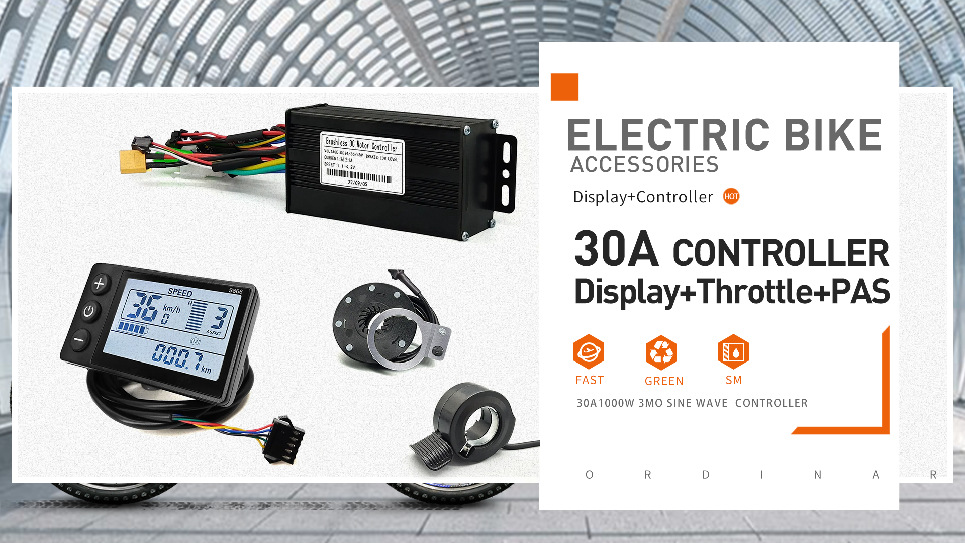 Controlador De Onda Sinusoidal De Bicicleta Eléctrica 35a Lcd7c Muestra
