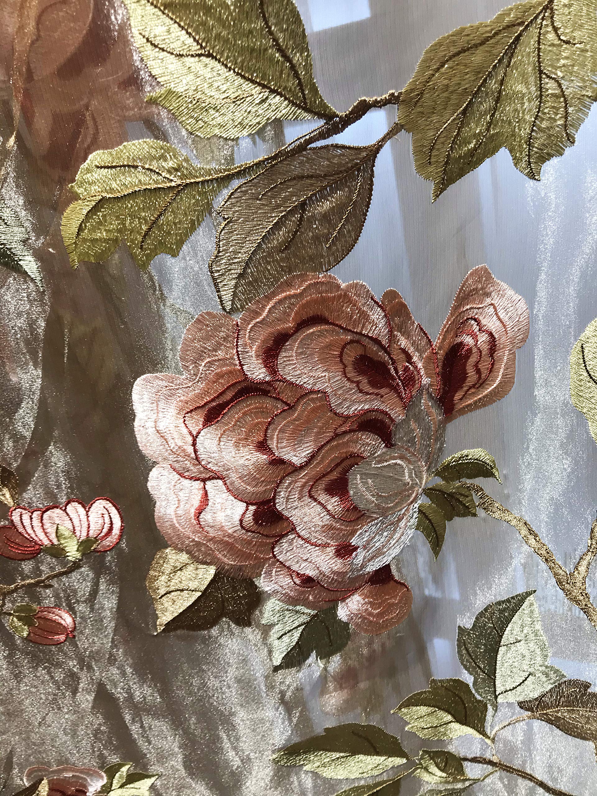 Lactraum Sarah Bernhardt Rideau de salon avec œillets Violet transparent Motif pivoine 200 x 245 cm (l x h)
