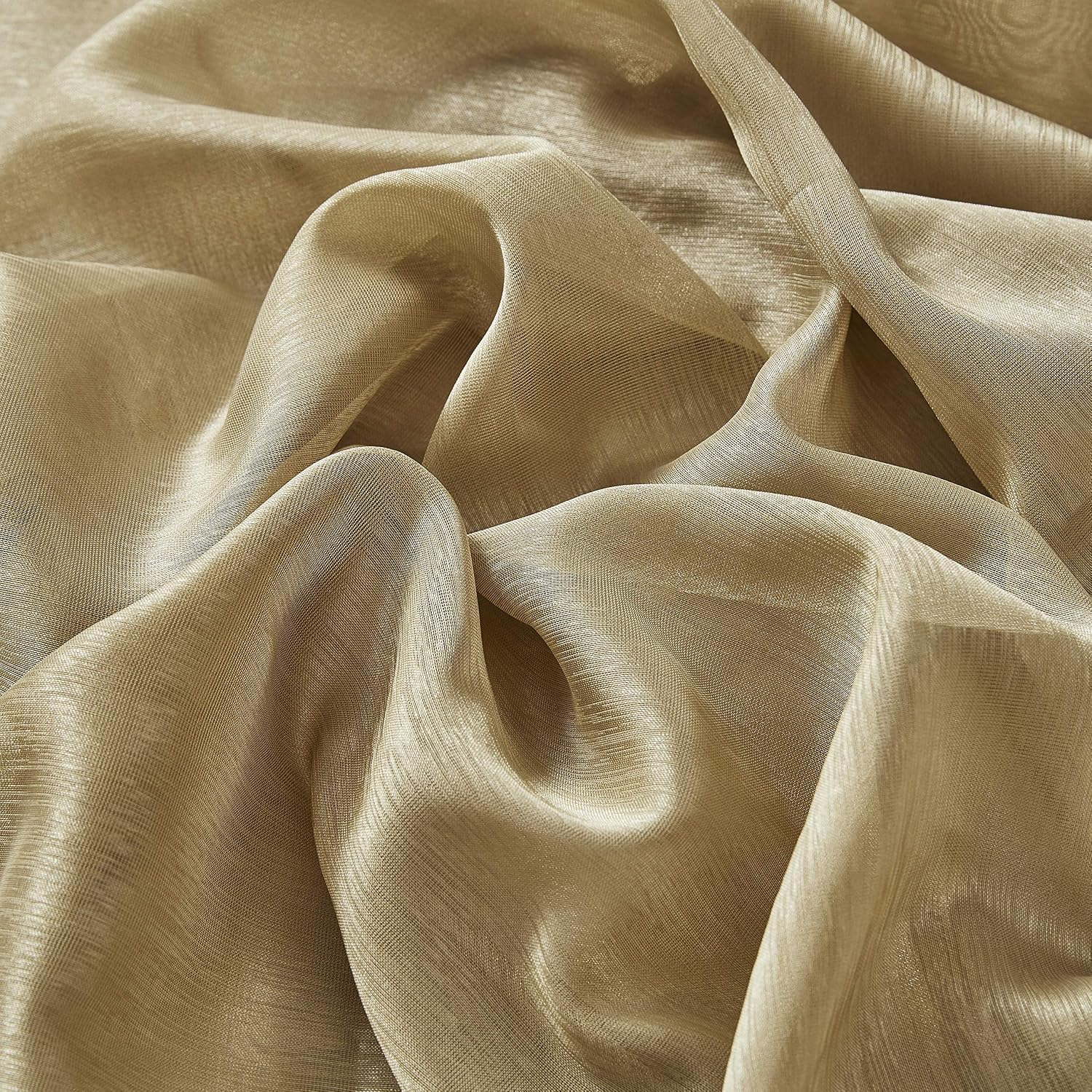 HLC.ME 2 Piece Premium Sheer Voile Window Grommet Short Curtain Valance for Bathroom & Kitchen - 54 W x 18 L inch Long - Taupe