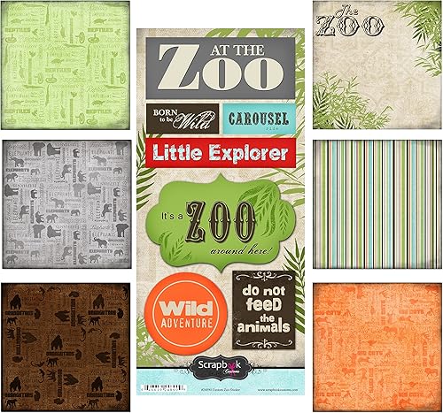 Scrapbook Customs 17570 - Juego de álbumes de recortes de papel y pegatinas temáticos, zoológico