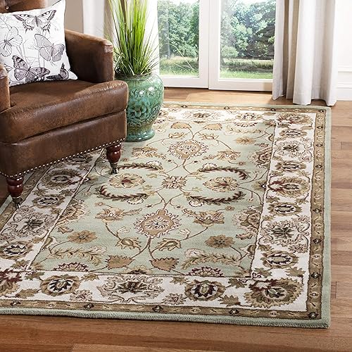 SAFAVIEH Heritage Collection HG453A - Alfombra tradicional de lana oriental de alta calidad, hecha a mano de 3 x 5 pies, color salvia marfil