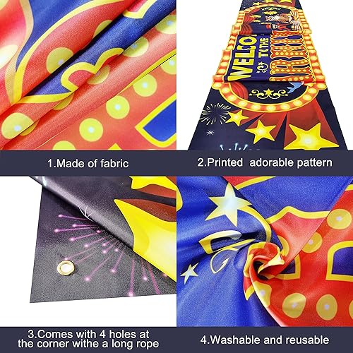 Miniatura 6 de Cartel de bienvenida al carnaval, 72 x 44 pulgadas, telón de fondo de carnaval para decoraciones de fiestas temáticas de carnaval, juego de globos