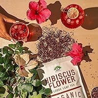 Vista 7 de Té de hojas sueltas de flores de hibisco – 100% orgánico certificado – Tisana de hierbas – Té de hojas sueltas calientes sin cafeína – Bolsa de 1