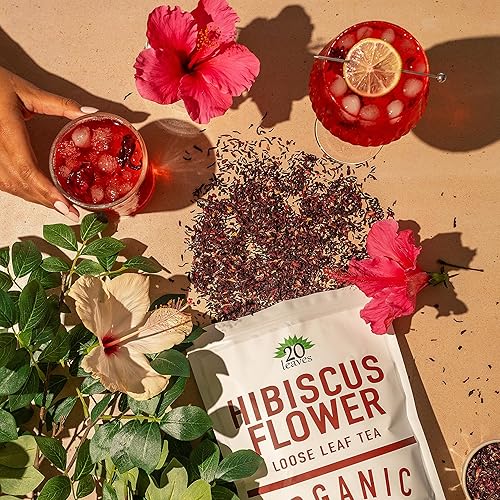Miniatura 7 de Té de hojas sueltas de flores de hibisco  100% orgánico certificado  Tisana de hierbas  Té de hojas sueltas calientes sin cafeína  Bolsa de 1 libra