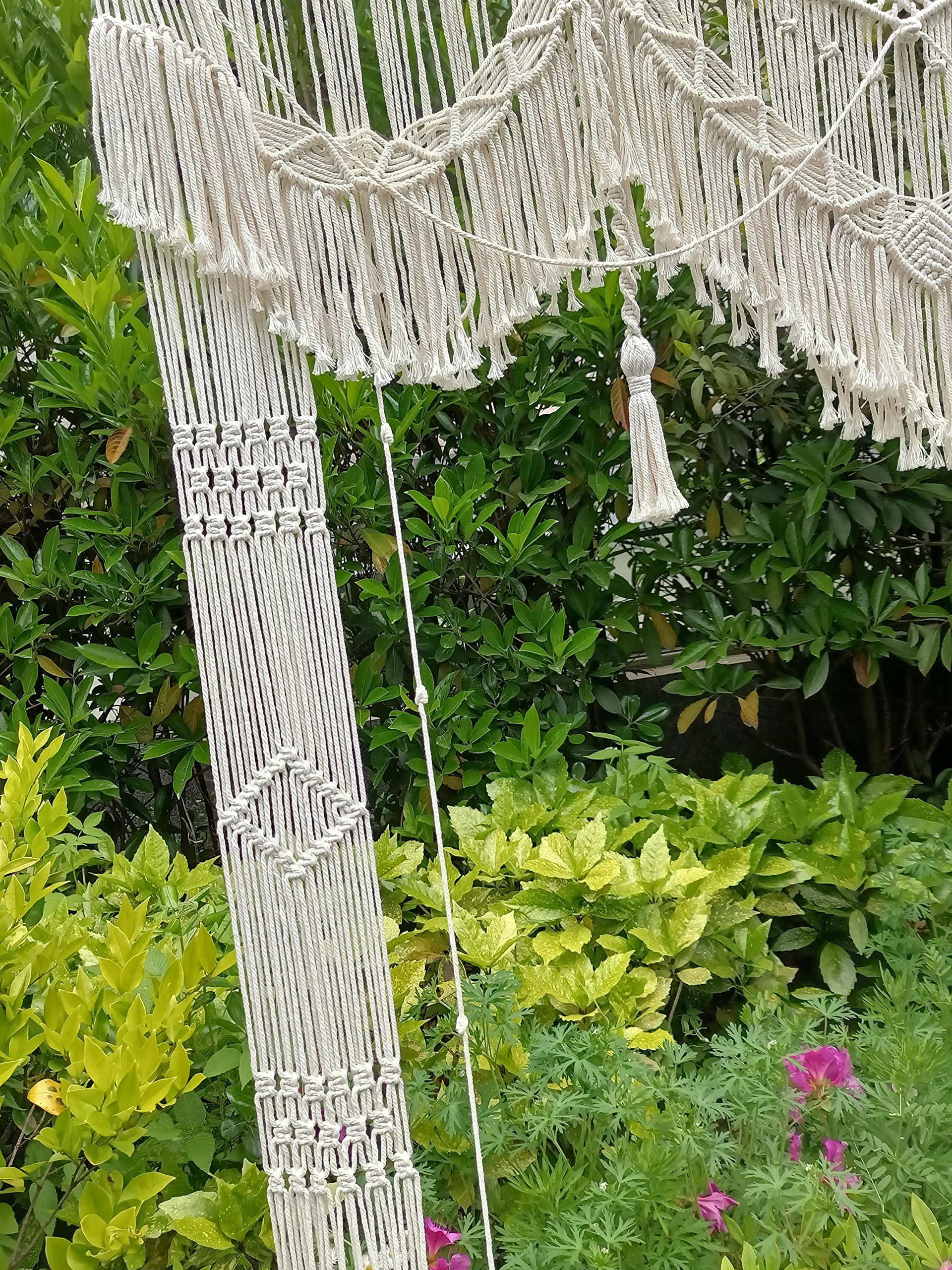 Gran macramé para colgar en la pared, decoración bohemia de boda para cenador/arco, cortina de puerta, telón de fondo de fotos, decoración de arte geométrico bohemio para el hogar, hermosa 8