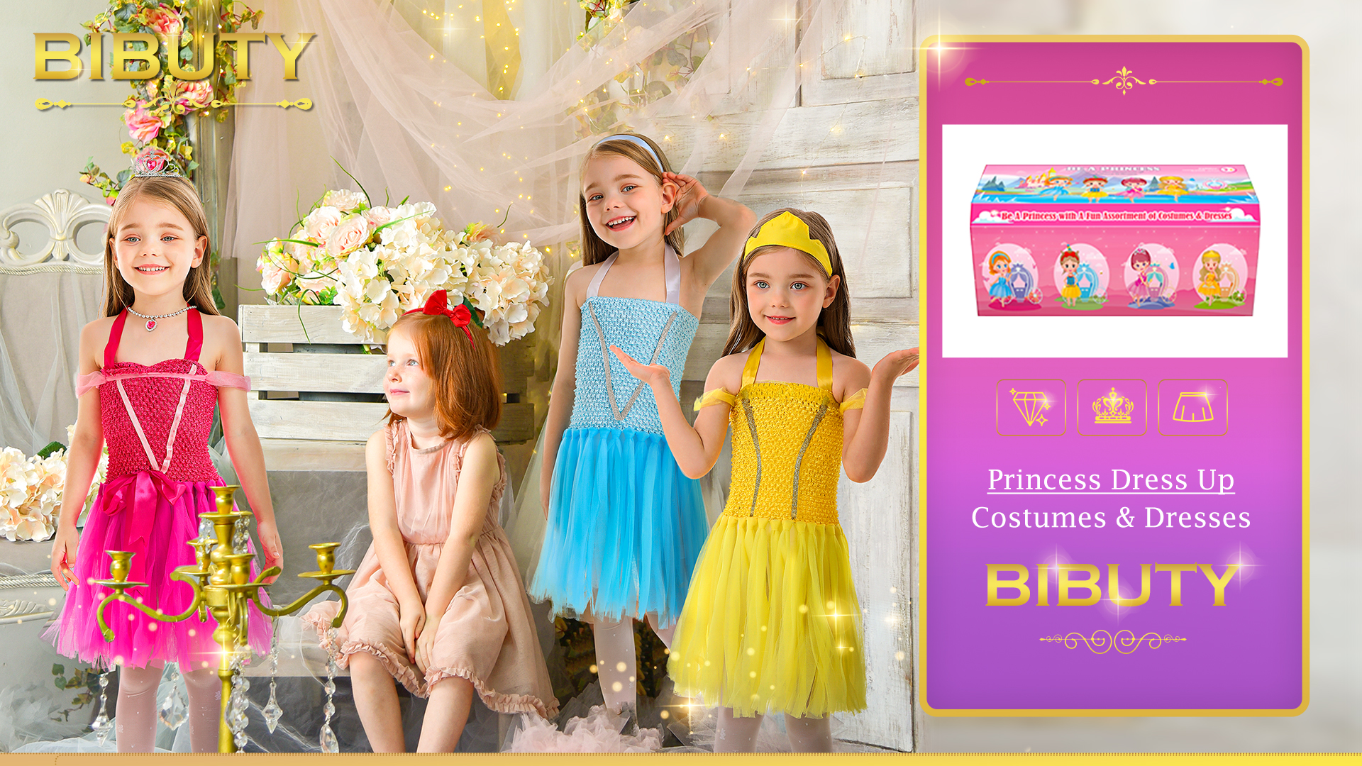 Amazon.com: BIBUTY Princess Dress Up Clothes for Little Girls 3-6, Pretend Play  Princess Costume Set with Princess Dresses Crown (Classic) : Clothing,  Shoes & Jewelry