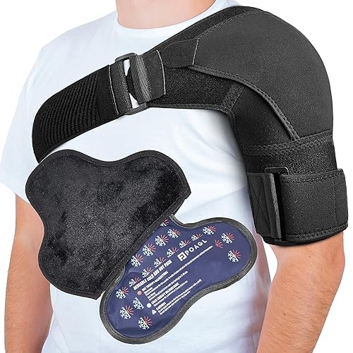 POAGL Paquete de gel con soporte de hombro negro tamaño grande