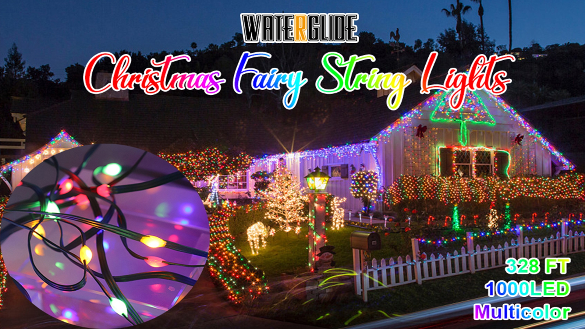 WATERGLIDE Extra Long 328 FT Fairy String Lights, 1000 LED Outdoor Green Wire Christmas Lights, Plug in Mini Light 8 Modes & Waterproof for Outside Xmas Tree Holiday Wedding Party Decor, Multicolor - Image 8