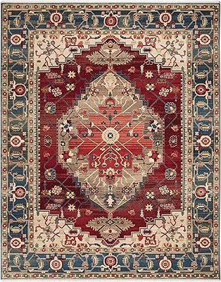 Amazon Com Safavieh Kashan Collection Traditional Oriental Medallion Fringe Area Rug 8 X 10 Blue Red Furniture Decor