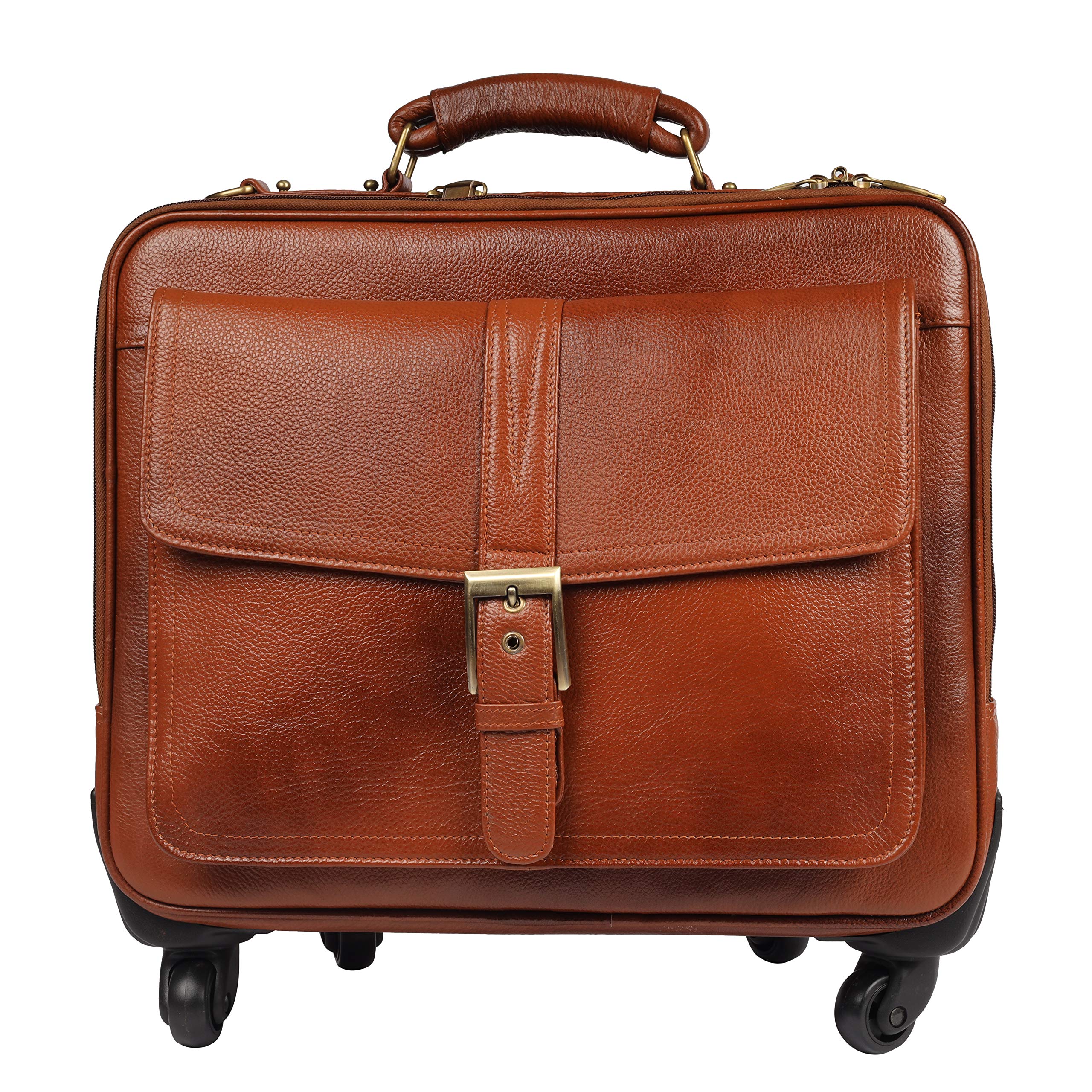RICHSIGN LEATHER ACCESSORIES 18 Inch Tan Leather Laptop Roller Case 4 Wheels (B08BKQZN8Y) Amazon Price History, Amazon Price Tracker