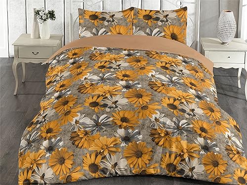 Miniatura 5 de Ambesonne Floral Duvet Cover Set Asters on Rustic Vintage Art Deco Backdrop Retro Feels Flowers Reversible 3 Piece Bedding Set with 2 Pillow Shams