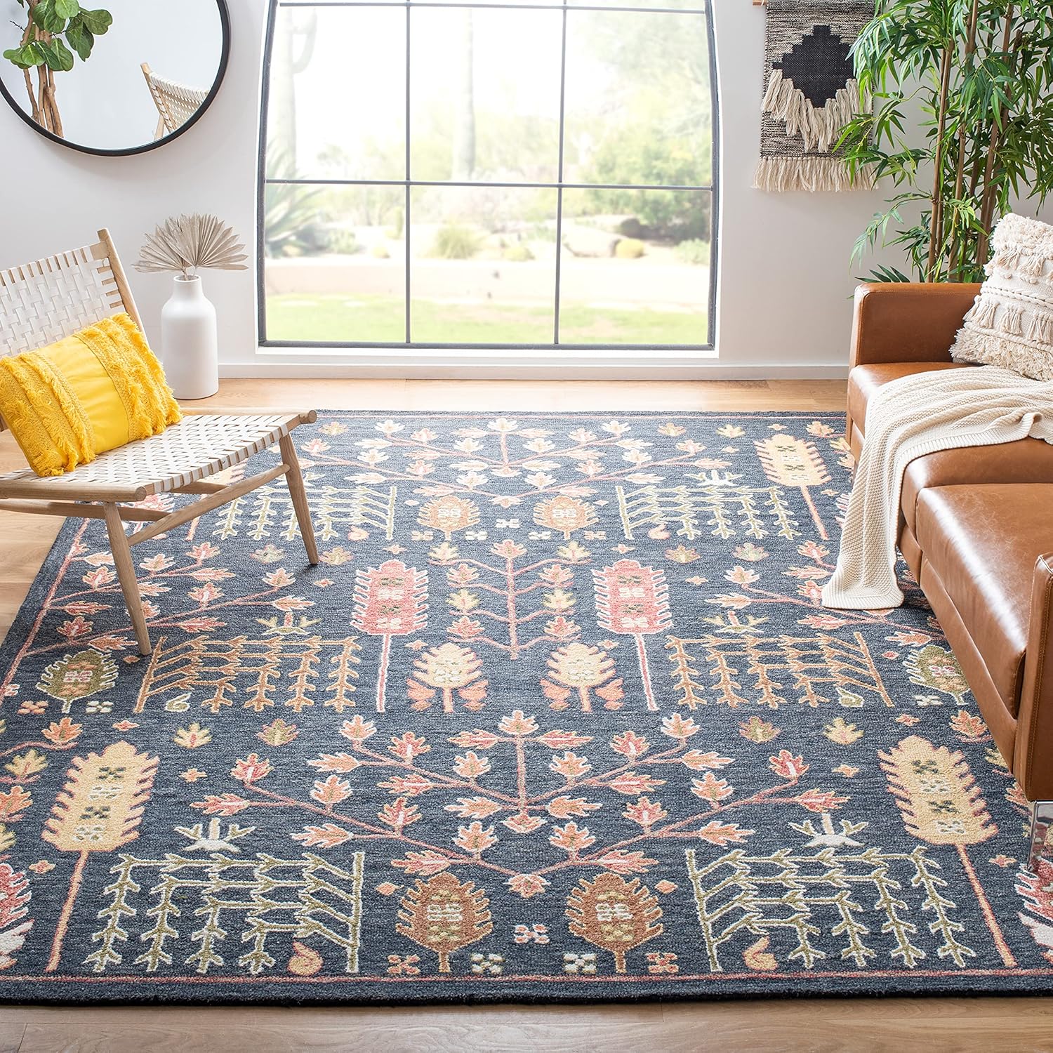 SAFAVIEH Area Rug 8x10 - Aspen Collection - Large - Black & Red, Handmade Wool, Boho Design, Ideal for Living Room, Bedroom, Office, Dining Space (APN522Z)