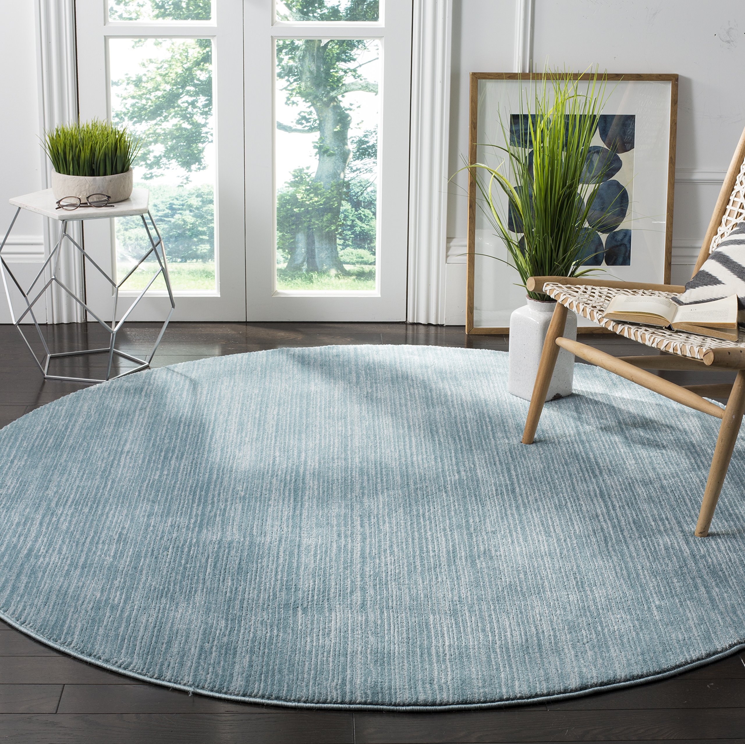 SAFAVIEH Vision Collection Area Rug - 10' Round, Aqua, Modern Ombre Design, Non-Shedding & Easy to Clean, Ideal for Living Room, Bedroom, Dining Space
