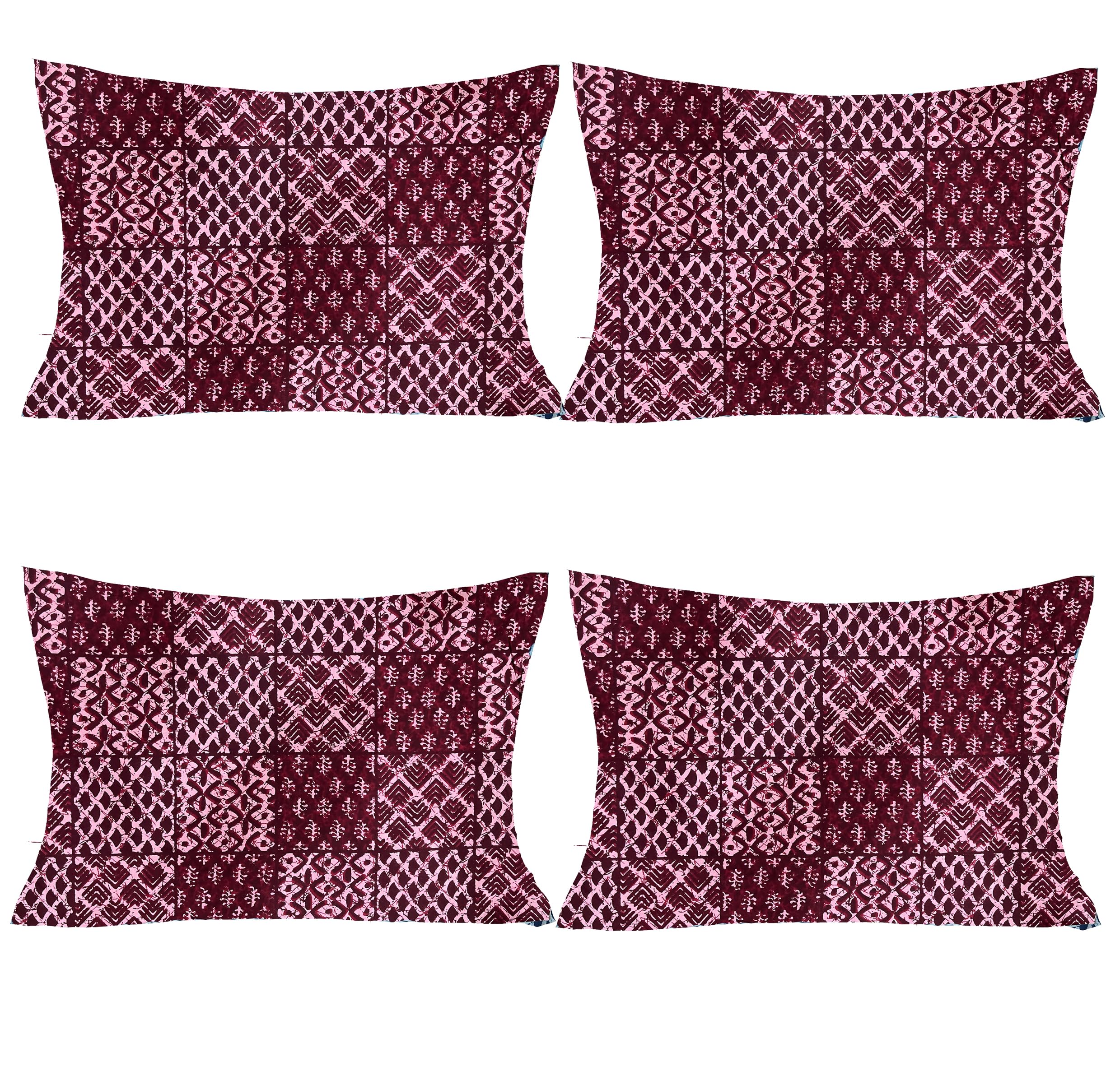 GoodadiGoodadi Pure 100% Cotton Preaum Quaility Pillow Covers | Set of 4 | Size - 18x28 Inch | Jaipur Collection (G_301_Maroon_Set_4)