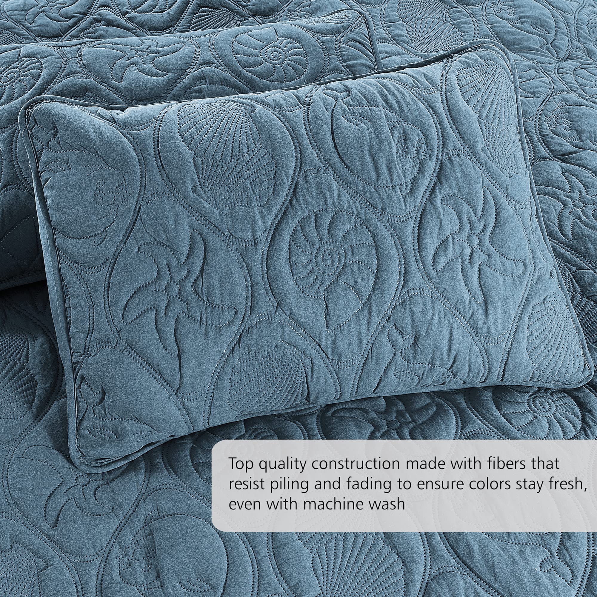 Pure Bedding Übergroße Tagesdecke - Weiche, leichte Tagesdecke aus Mikrofaser für die ganze Saison (Voll/Königin - Quadratisch Aschblau)