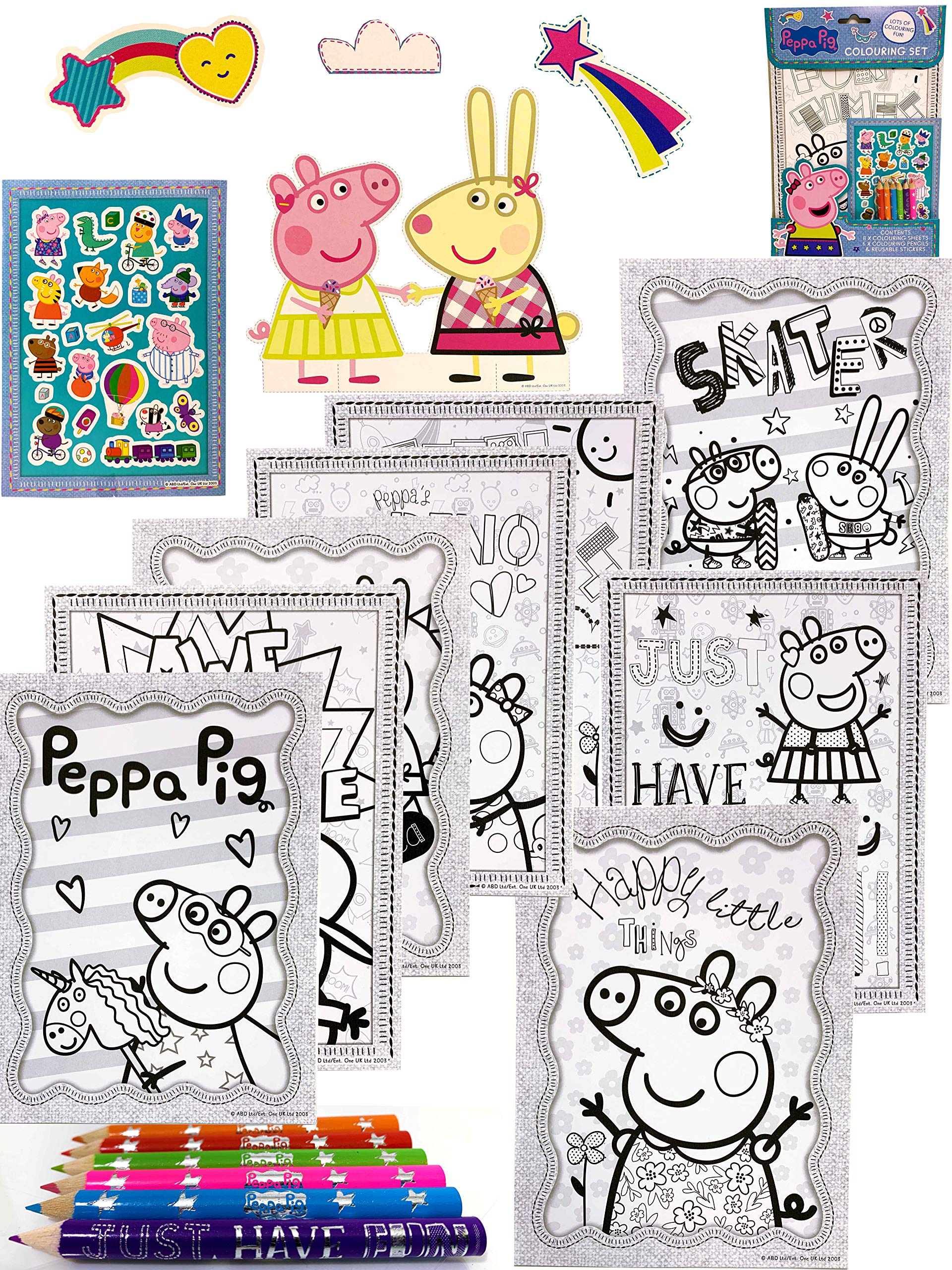 Buy Dedimi Peppa Pig Toys Colouring Sets for Children - 8 x Colouring ...
