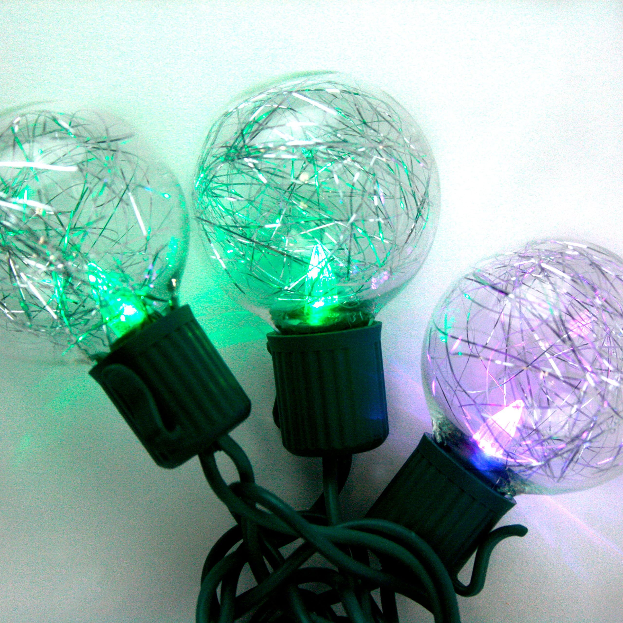 10 Color Changing Globe String Lights, 13 Feet, G40 Tinsel Bulbs, Plug-in, Connectable