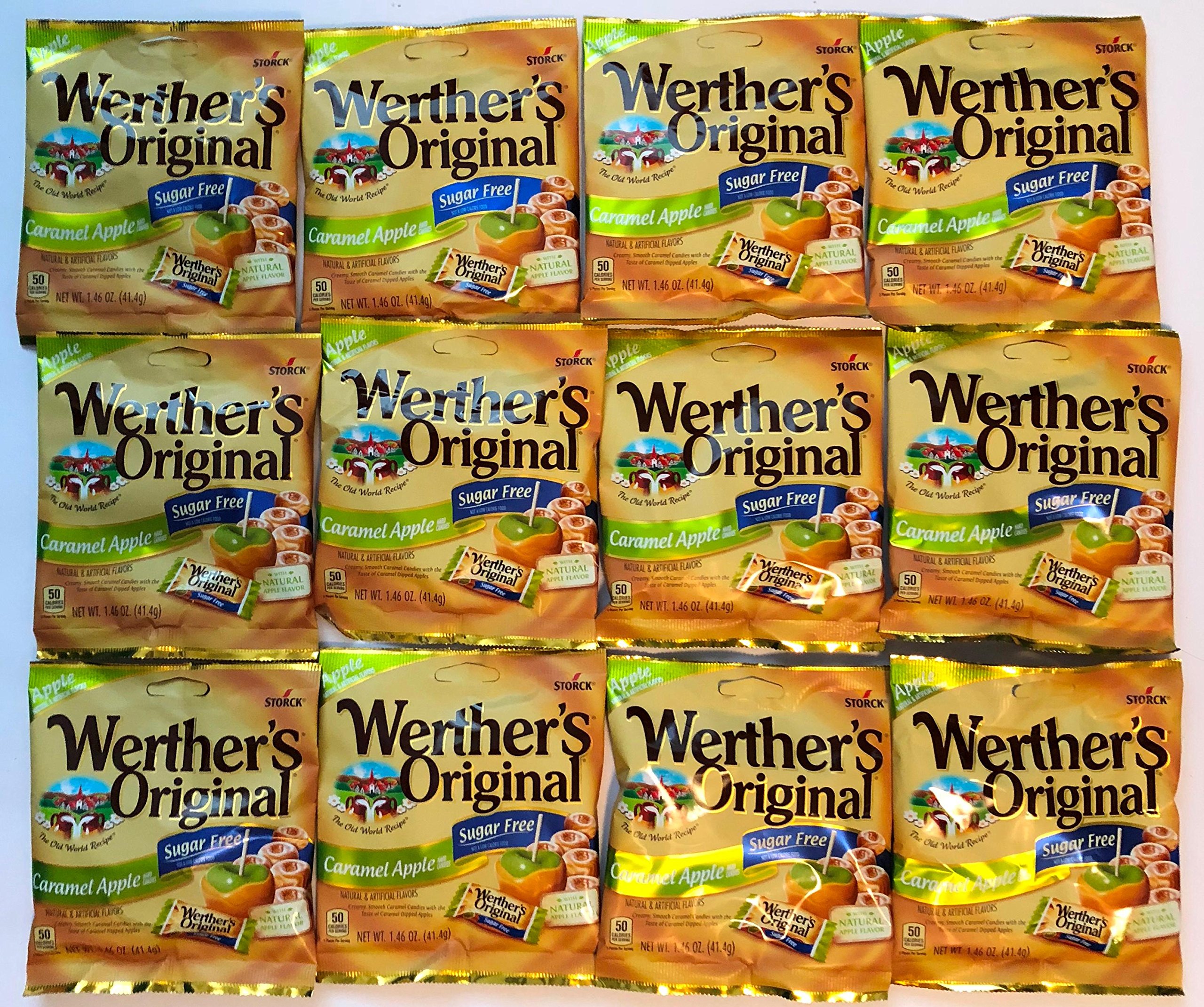 Werther's Original Sugar Free Caramel Apple Hard Candies, 1.46 oz (12-Pack)