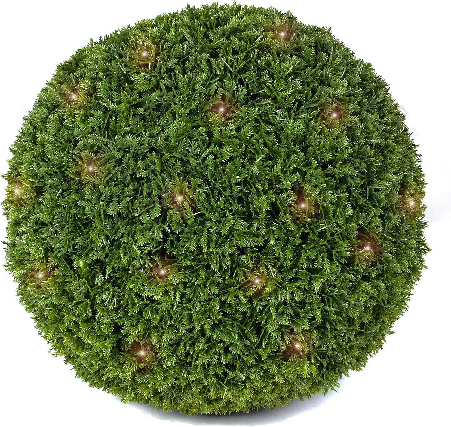 3rd Street Inn Boxwood Lighted Topiary Ball - 15" Artificial Pre-Lit Christmas Topiary Plant - Indoor/Outdoor Decorative Light Plant Ball - Wedding and Holiday Decor (1-Pack)