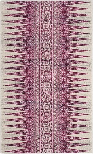 Miniatura 3 de Safavieh Evoke Collection EVK226 - Tapete bohemio, diseño vintage., Polipropileno, MarfilFucsia