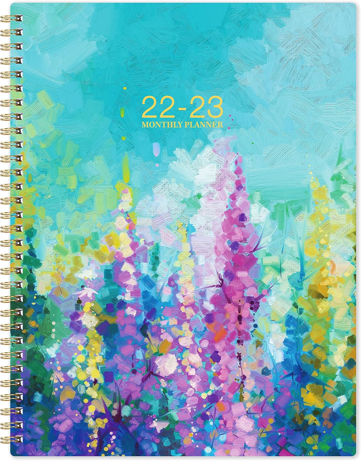 2022-2023 Monthly Planner - 18-Month Planner with Tabs & Pocket, Jan. 2022 - June. 2023, Contacts and Passwords, 8.5" x 11", Thick Paper, Twin-Wire Binding - Oil Painting