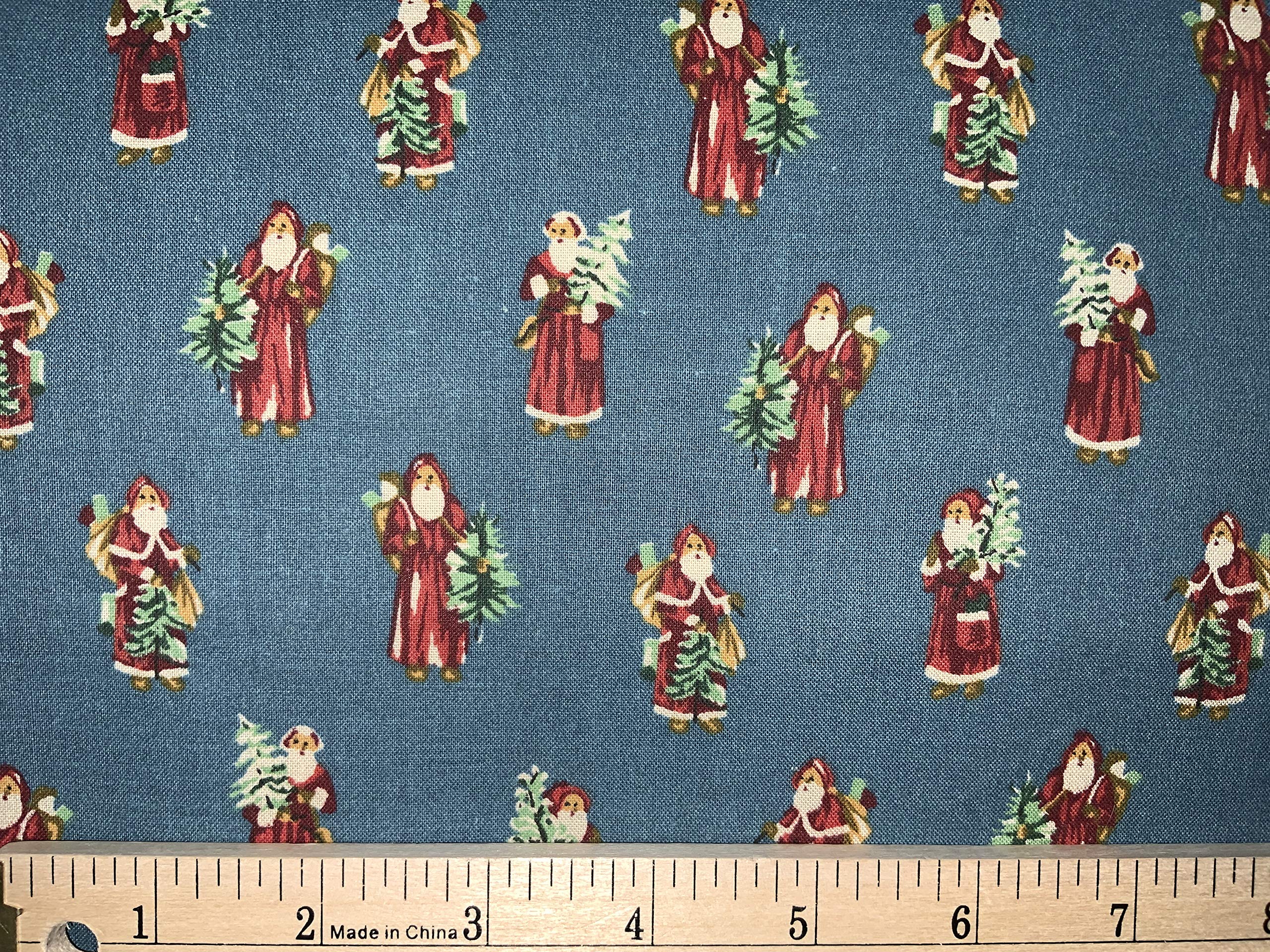 45” Wide Christmas Marcus Bros Santa with Blue Background