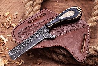 Custom Handmade 1095 steel Bull cutter knife, cowboy knives with pancake leather sheath - SUSA KNIVES