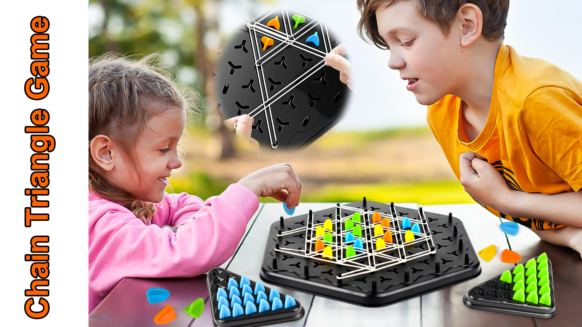 Triangle Chess Brettspiel – Strategisches Denkspiel Mit Gummibändern Für 2–4 Spieler