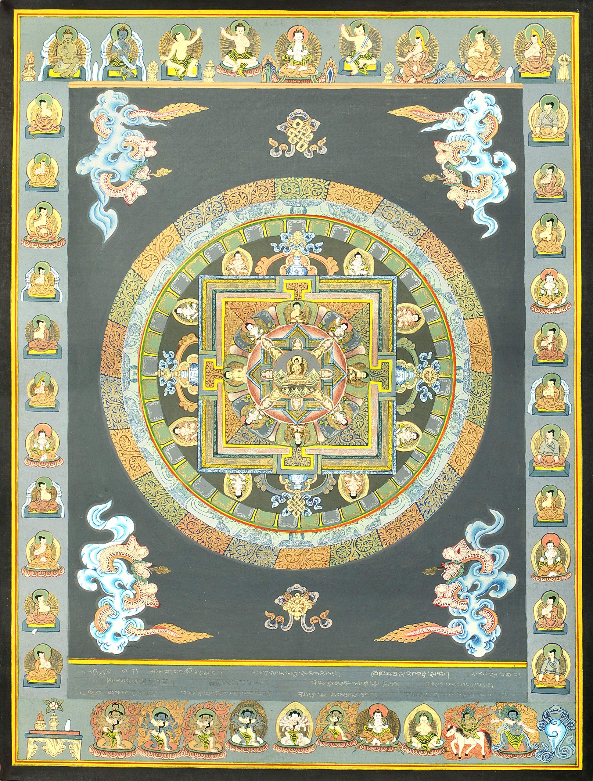 チベット曼荼羅（ブッダ） チベット密教 新品 1点物 》 手描き 曼荼羅 仏陀 釈迦 仏画 仏教 f4