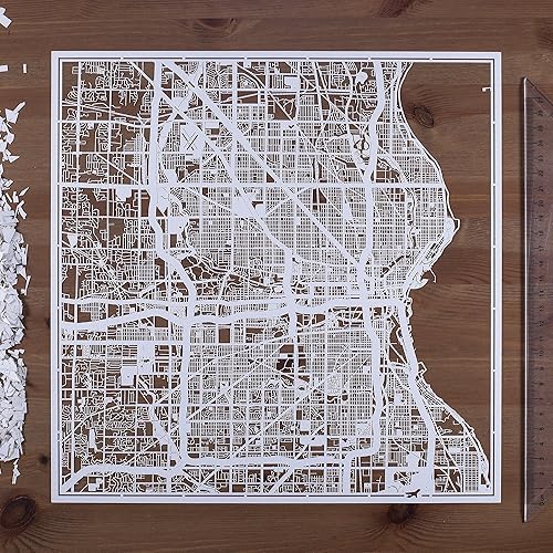 Miniatura 10 de O3 Design Studio Río de Janeiro - Mapa de corte de papel negro mate, 20 x 20 pulgadas, arte en papel