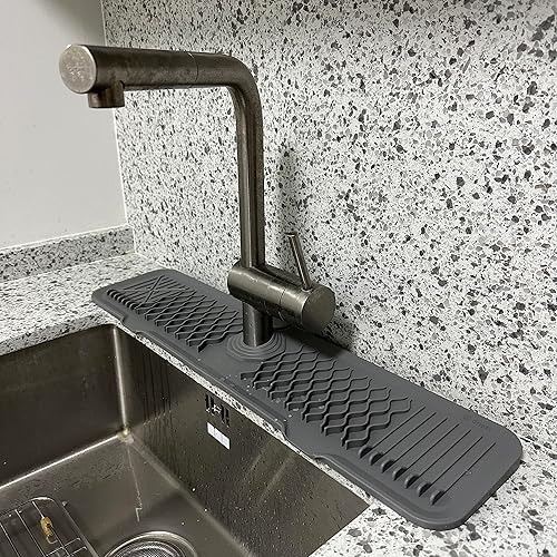 Miniatura 7 de Protector contra salpicaduras para fregadero de cocina de 24 pulgadas, tapete para grifo de cocina, accesorios para fregadero, tapete más largo,