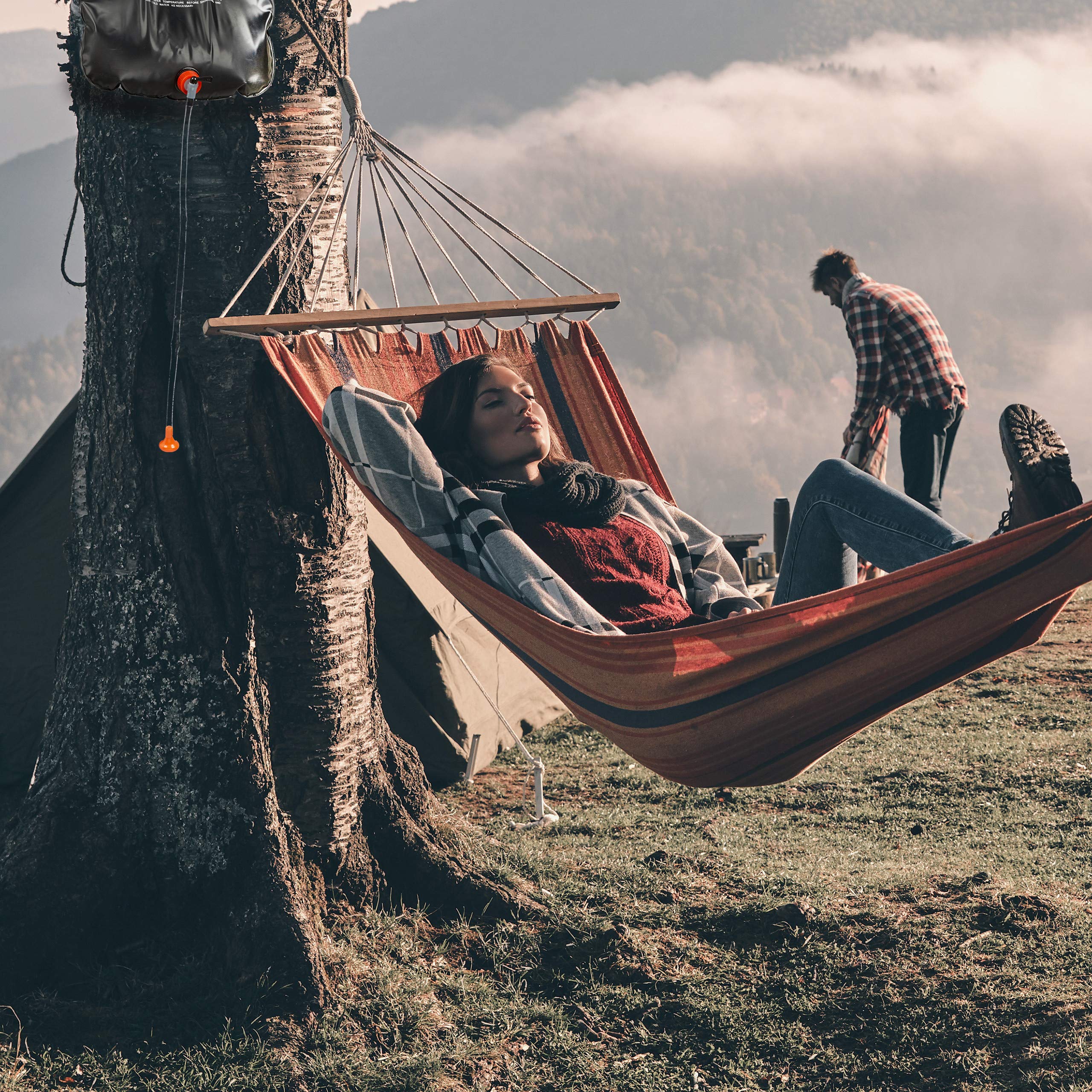 Relaxdays Prysznic solarny 20 l, zestaw 9 sztuk, kemping, wędrówki, wiszący