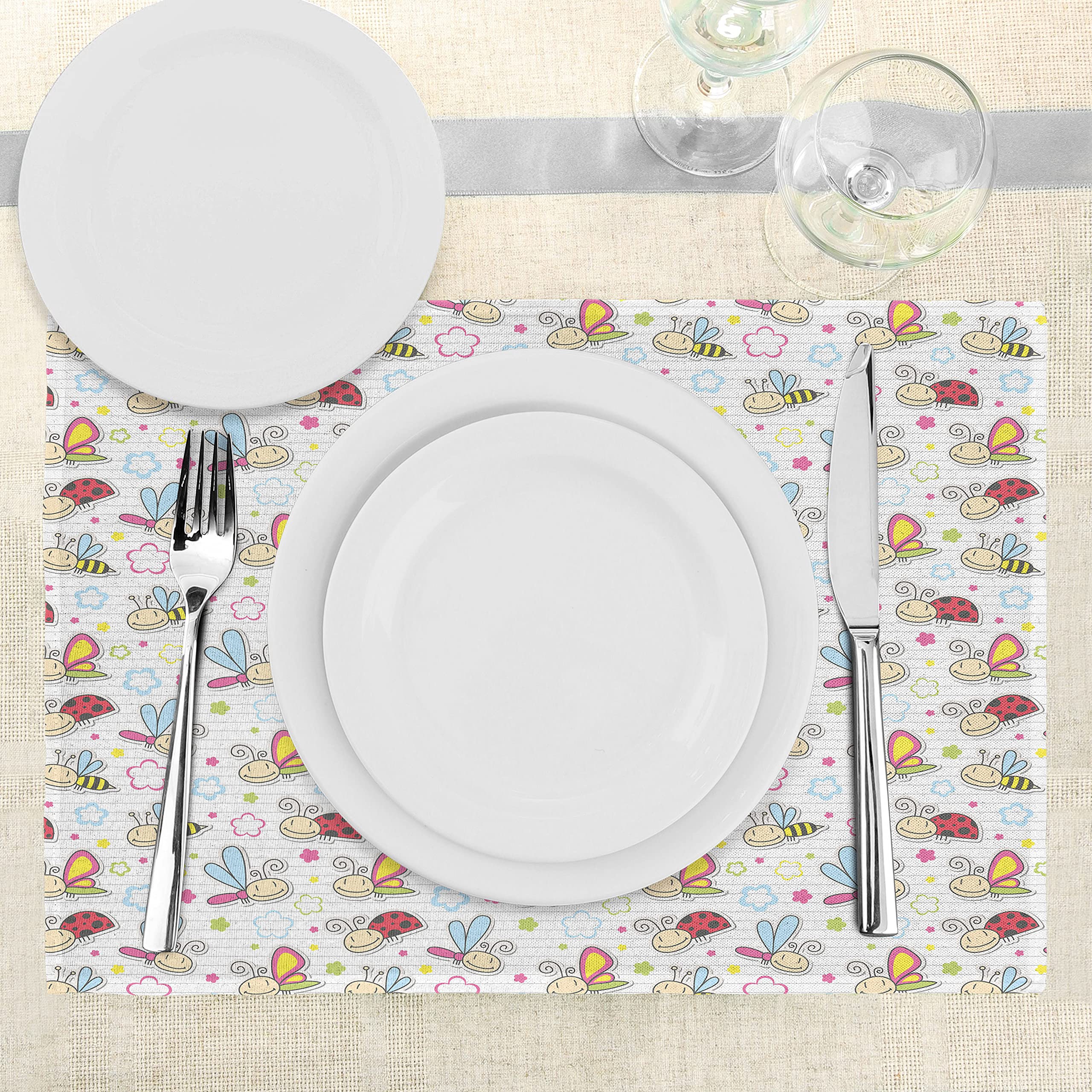 ABAKUHAUS Tovagliette Americane In Tessuto Farfalle – Set Da 4, Lavabili, Impermeabili, 45x30 Cm