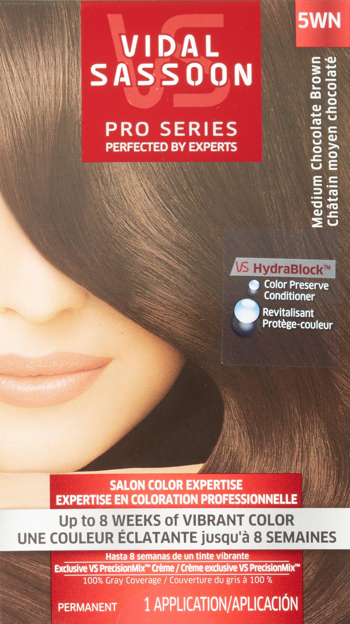 Vidal Sassoon Pro Series Permanent Hair Dye, 5WN Medium Chocolate Brown Hair Color, Pack of 1