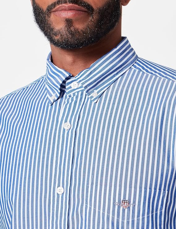 GANT Men's Reg Poplin Stripe Shirt, College Blue, 4XL