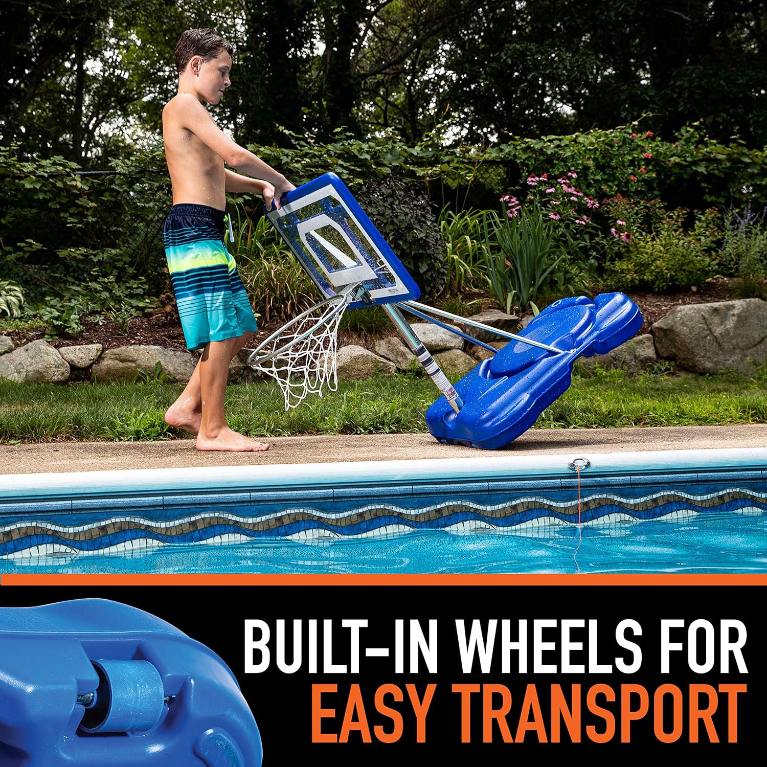 Franklin Sports Pool Basketball Hoop - Waterproof Mini Hoop for Poolside - Portable 30" Kids Basketball System - Steel Construction - All Ages