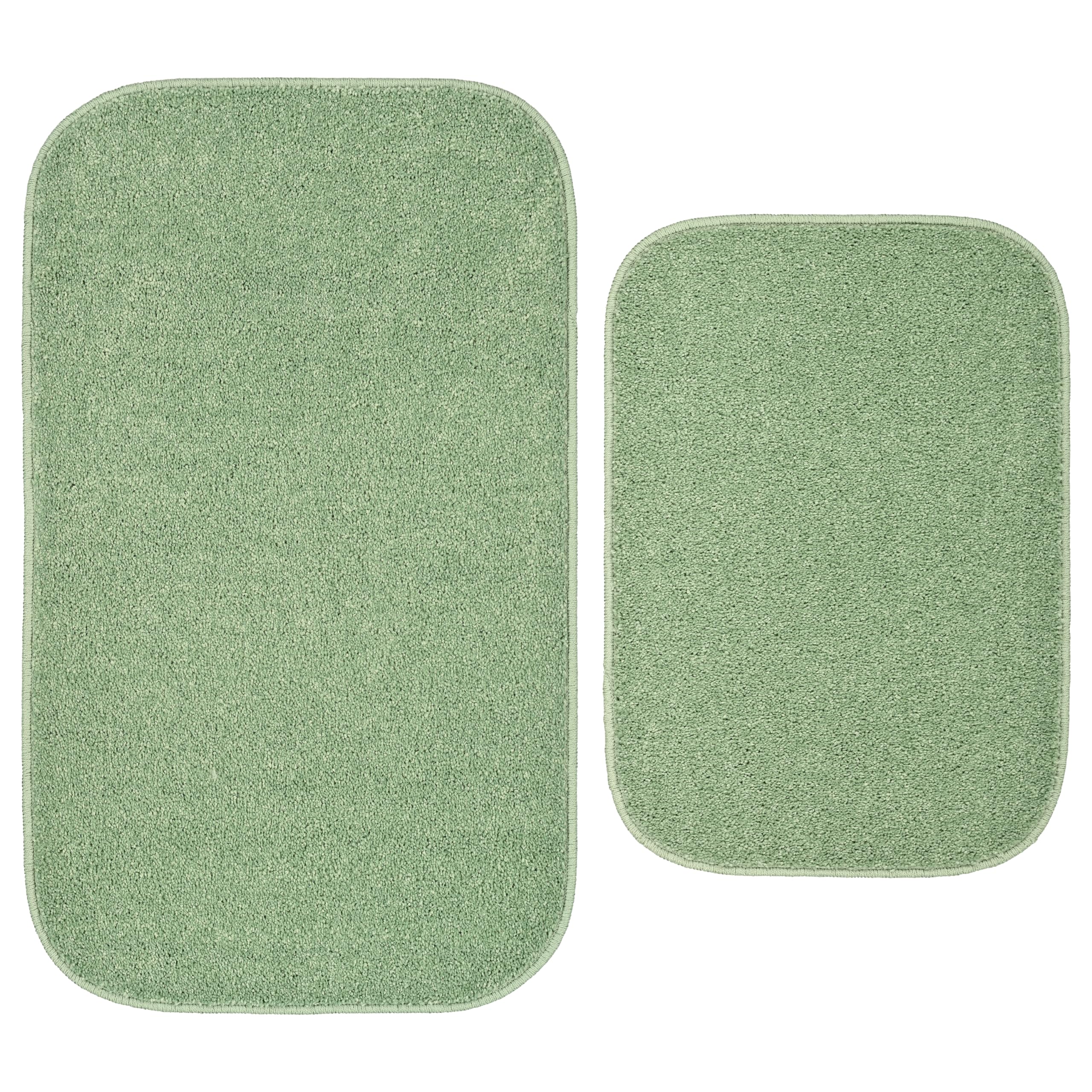 Garland Rug Gramercy Washable Bath Rug – Soft, Plush, Absorbent, Quick-Dry, Durable, 2 Piece Rug Set (17"x24" and 20"x34"), Deep Fern