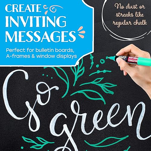 Miniatura 6 de MMFB Arts & Crafts Marcadores de tiza líquida para negocios, restaurantes, escuela, pizarra, ventana, borrables, no tóxicos, a base de agua,