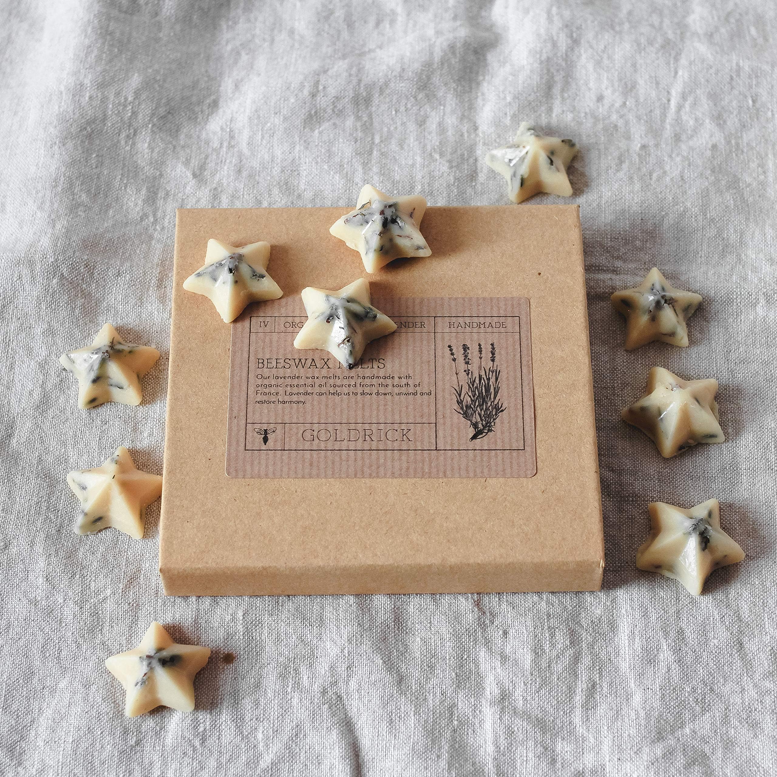 Beeswax Melts (Organic French Lavender) | 6 Star Shaped Melts | Infused with Lavender Essential Oil | Pure Beeswax | Handmade | Sustainable