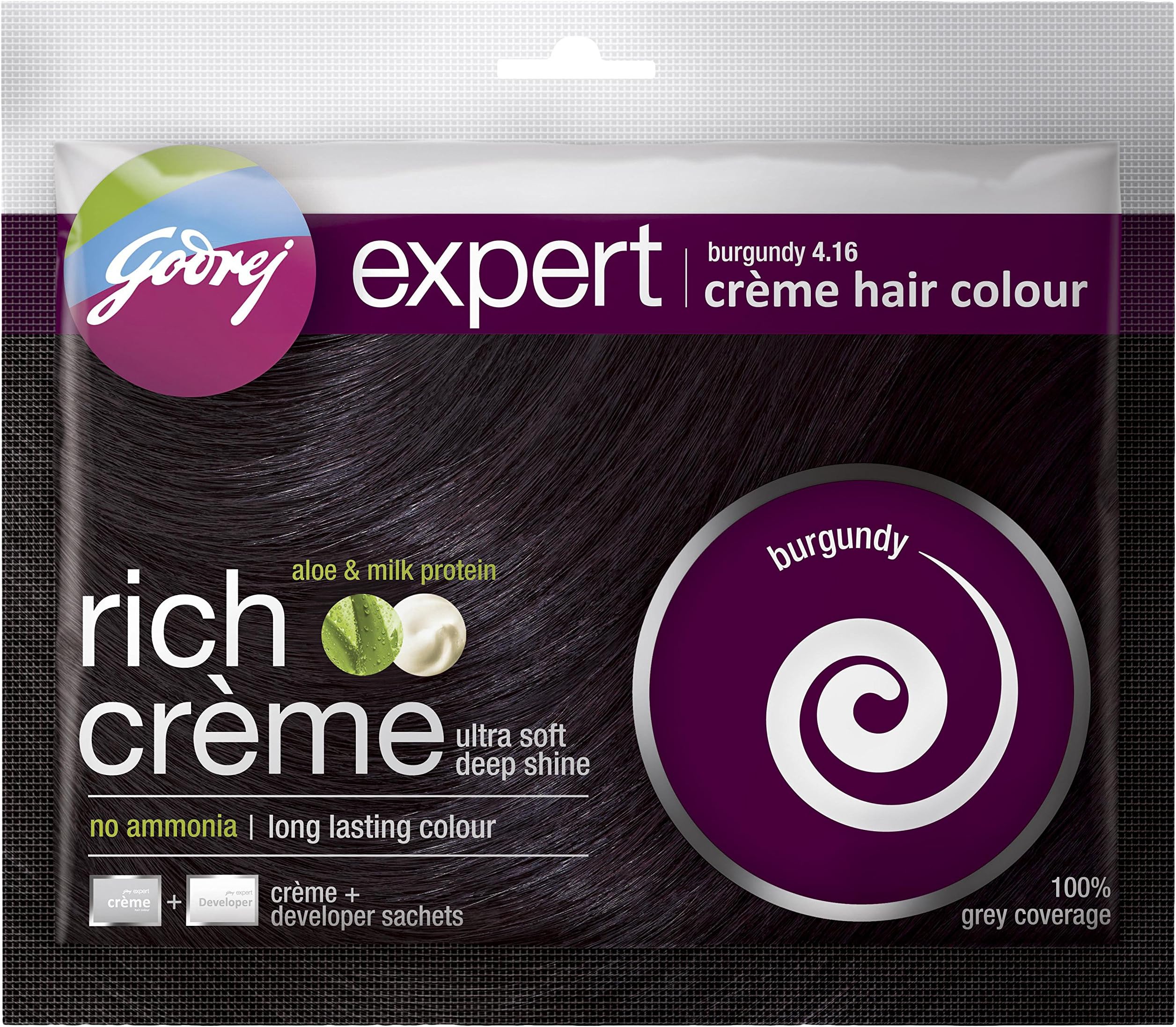 Godrej Expert Rich Crème, Burgundy, 20g + 20ml [Pack of 8]