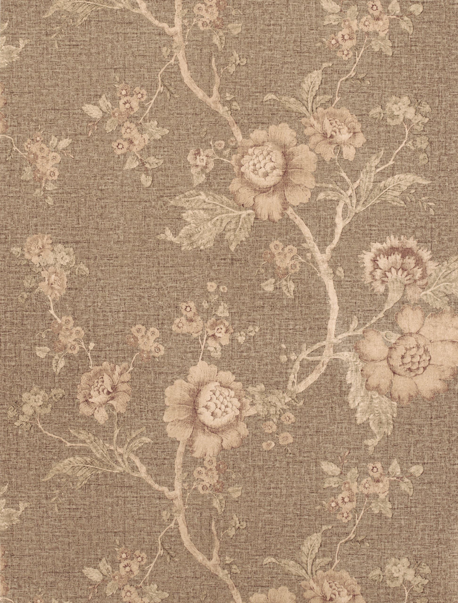 Designer Nonwoven Wallpaper Sample - Cabbage Rose (Brown)