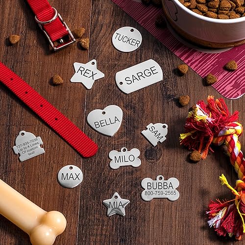 Miniatura 2 de Providence Engraving - Etiquetas de identificación de acero inoxidable con grabado personalizado para mascotas. Etiquetas en tamaño pequeño o