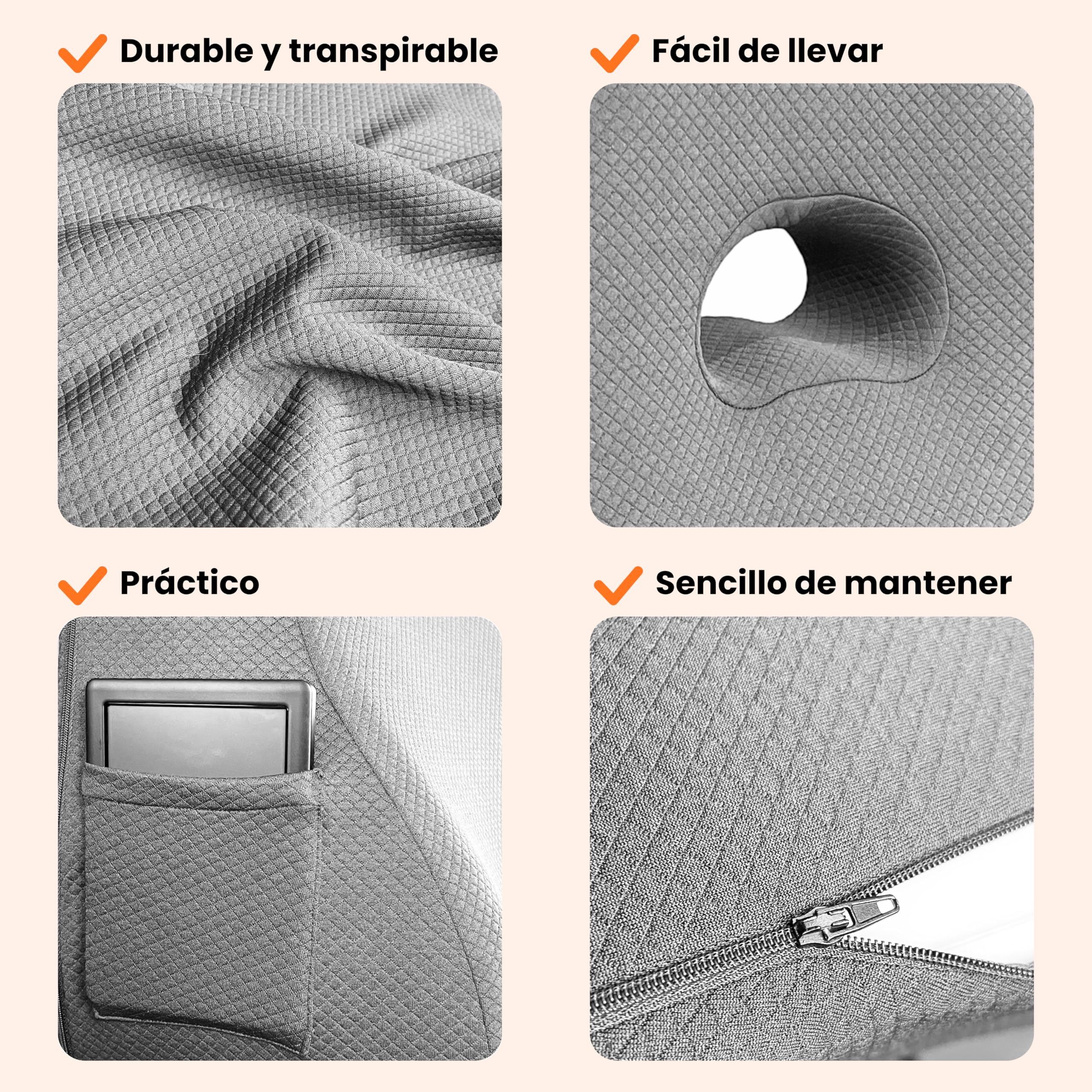 Almohada de Lectura - Cojin Respaldo Cama y Sofá - Cuña ortopédica | Cuña Antireflujo ortopédica, Diseño Triangular ergonómico, Posición Natural, Soporte para la Espalda y la Zona Lumbar