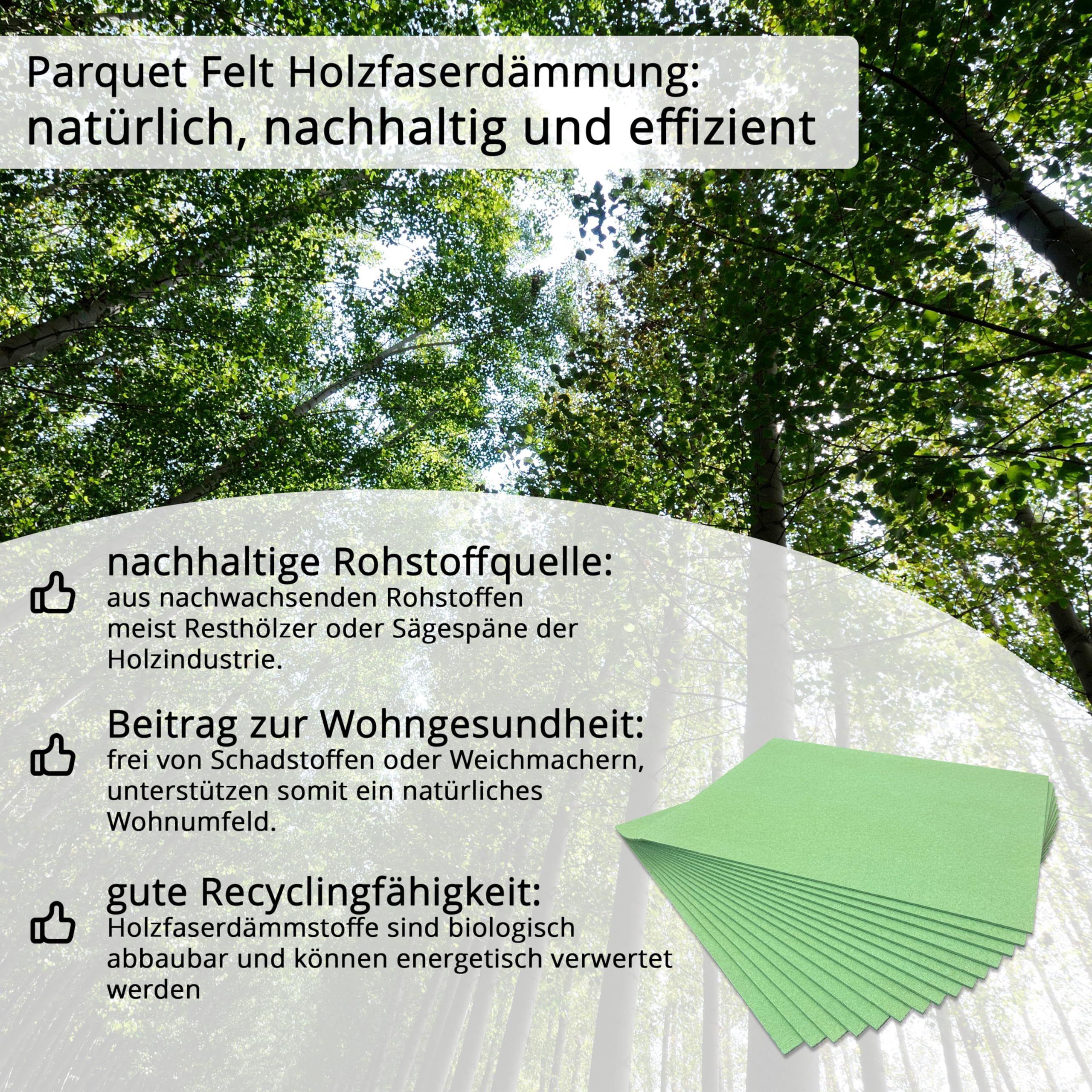 21 m² Ökotex Parquet Feltplatte 5,5 mm Starke Trittschalldämmung für Laminat-/ Parkett- und Korkböden. Stärke: 5,5 mm (21 m² | 3 Pakete mit 7 m²)