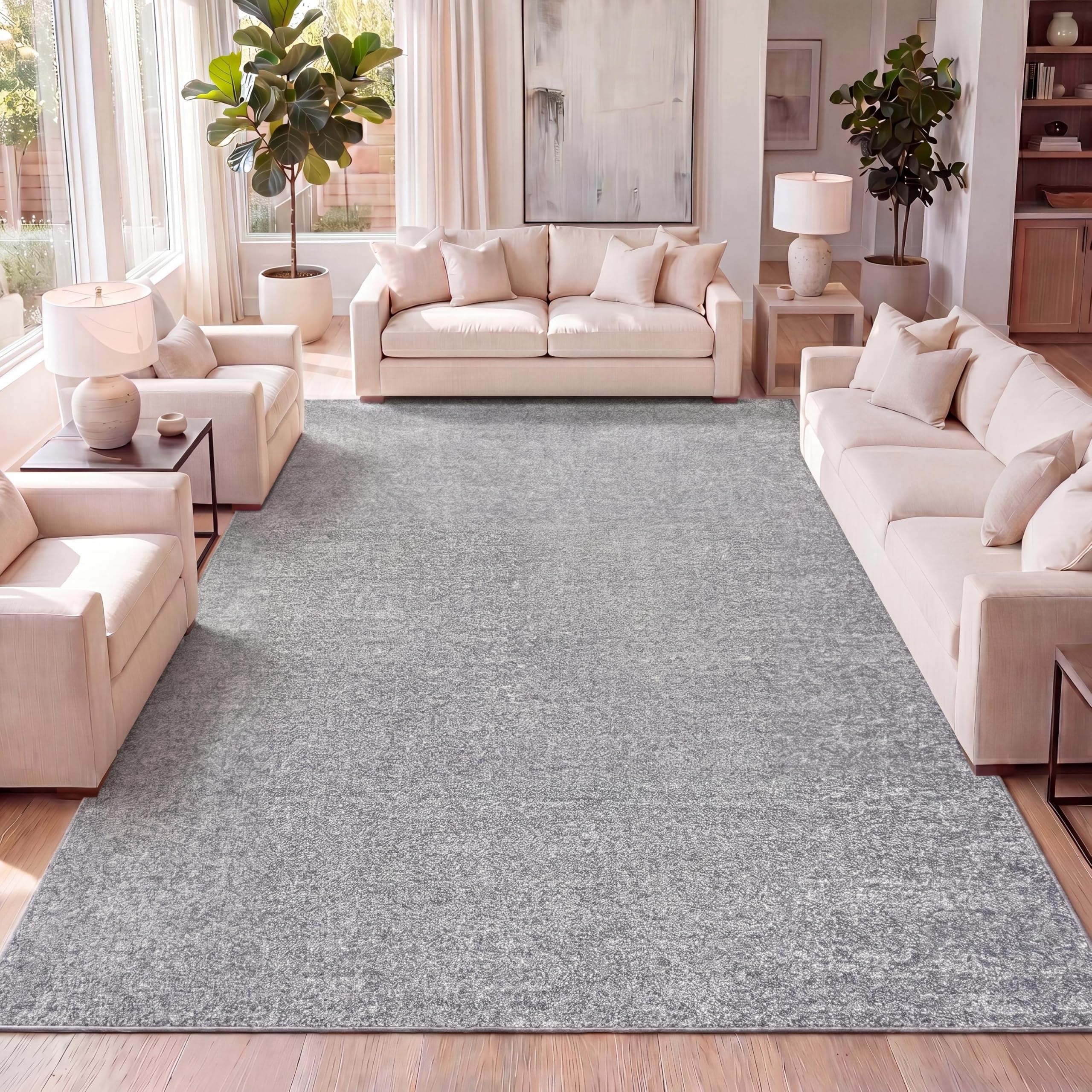 JONATHAN Y Haze Solid Low-Pile Gray Indoor Area Rug 5x8, Coastal,Bohemian,Minimalist,Classic, Easy-Cleaning for Living Room,Bedroom,Kitchen,Pet