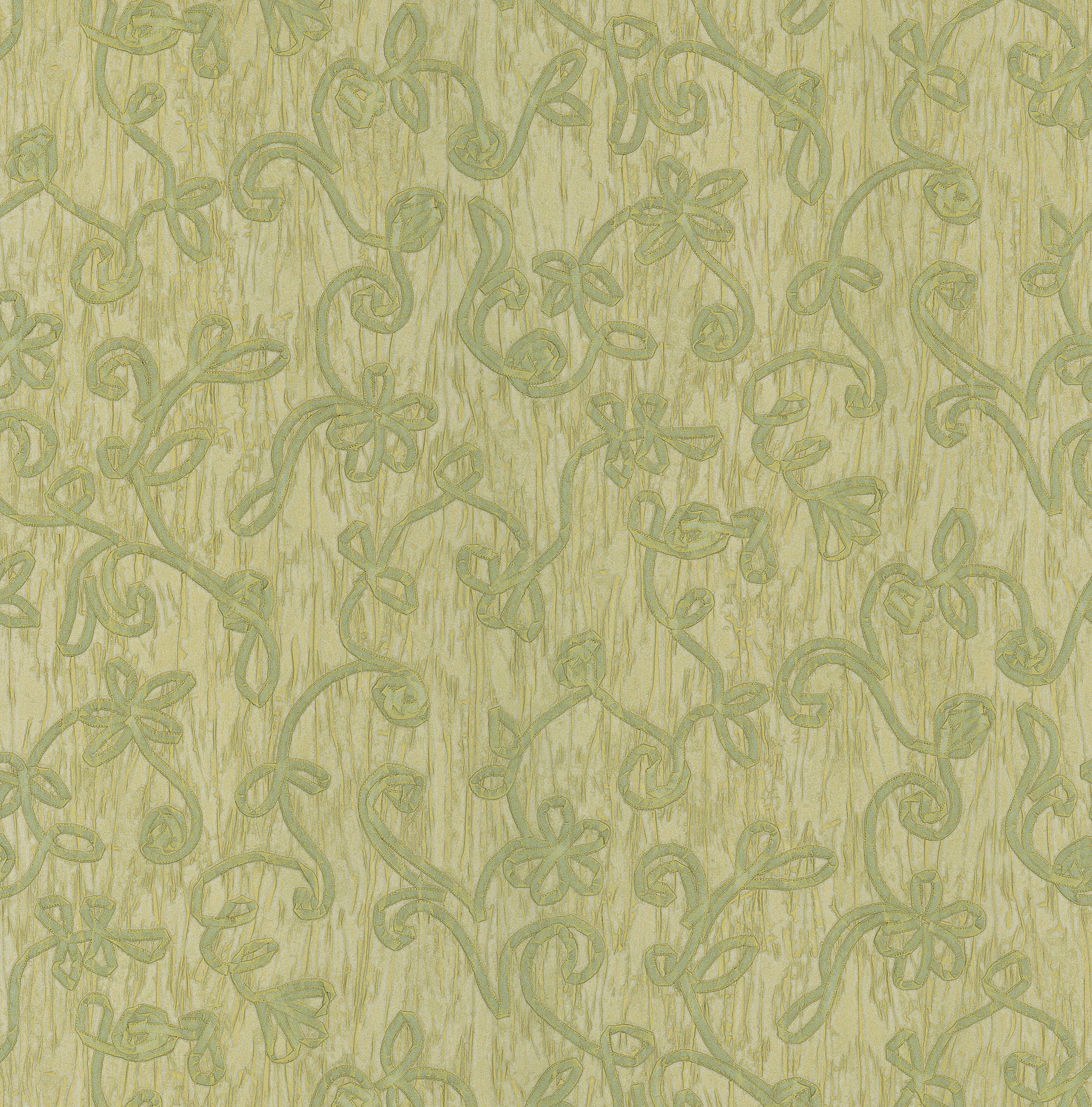 Papier peint vert Brewster Spazio Ribbon pour créer un salon moderne au style organique
