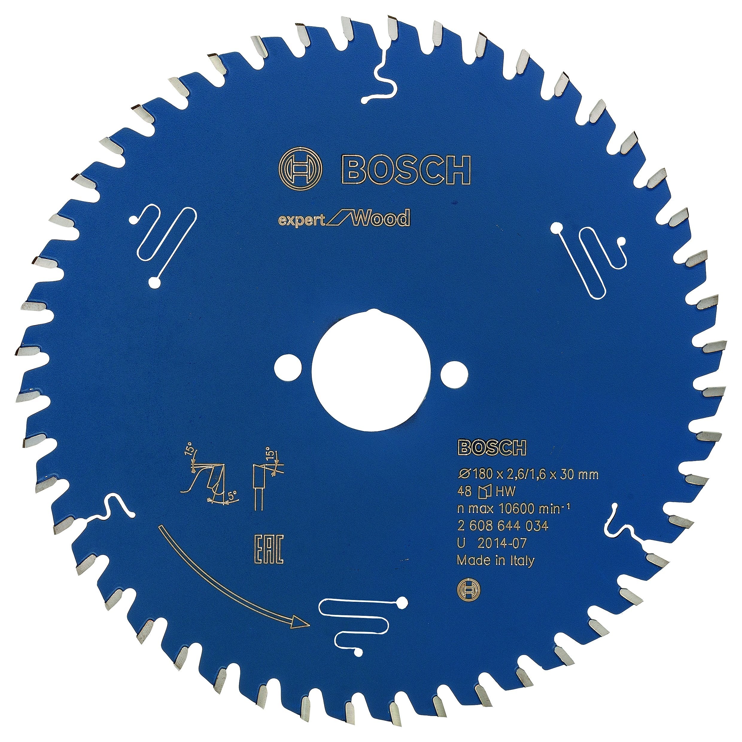 Bosch Professional Kreissägeblatt Expert for Wood (Holz, 180 x 30 x 2,6 mm, 48 Zähne, Zubehör Kreissäge)