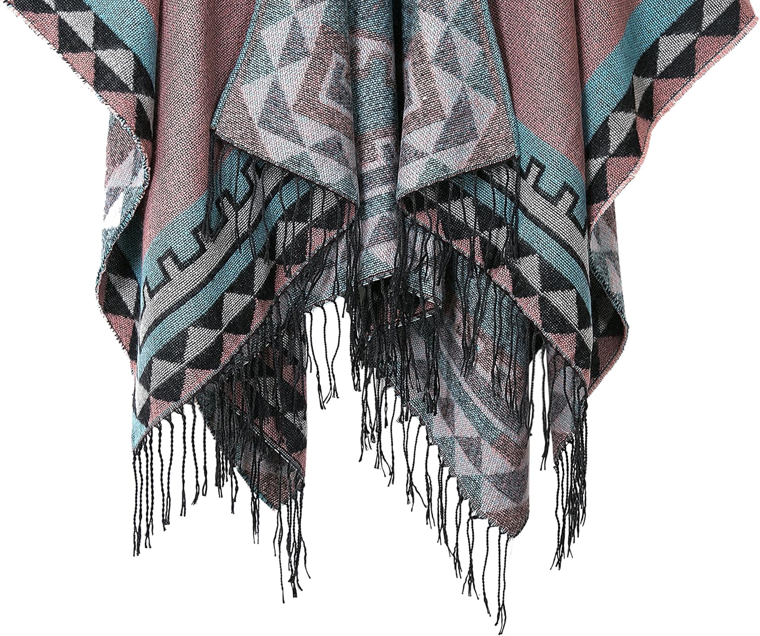 Urban CoCo Women's Printed Tassel Open front Poncho Cape Cardigan Wrap Shawl - Image 5