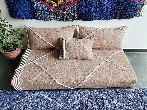 Miniatura 2 de FoamRush Sofá marroquí de 6 x 28 x 72 pulgadas con textura marrón y crema con espuma de alta densidad sofá biplaza sin brazos sofá de suelo sofá