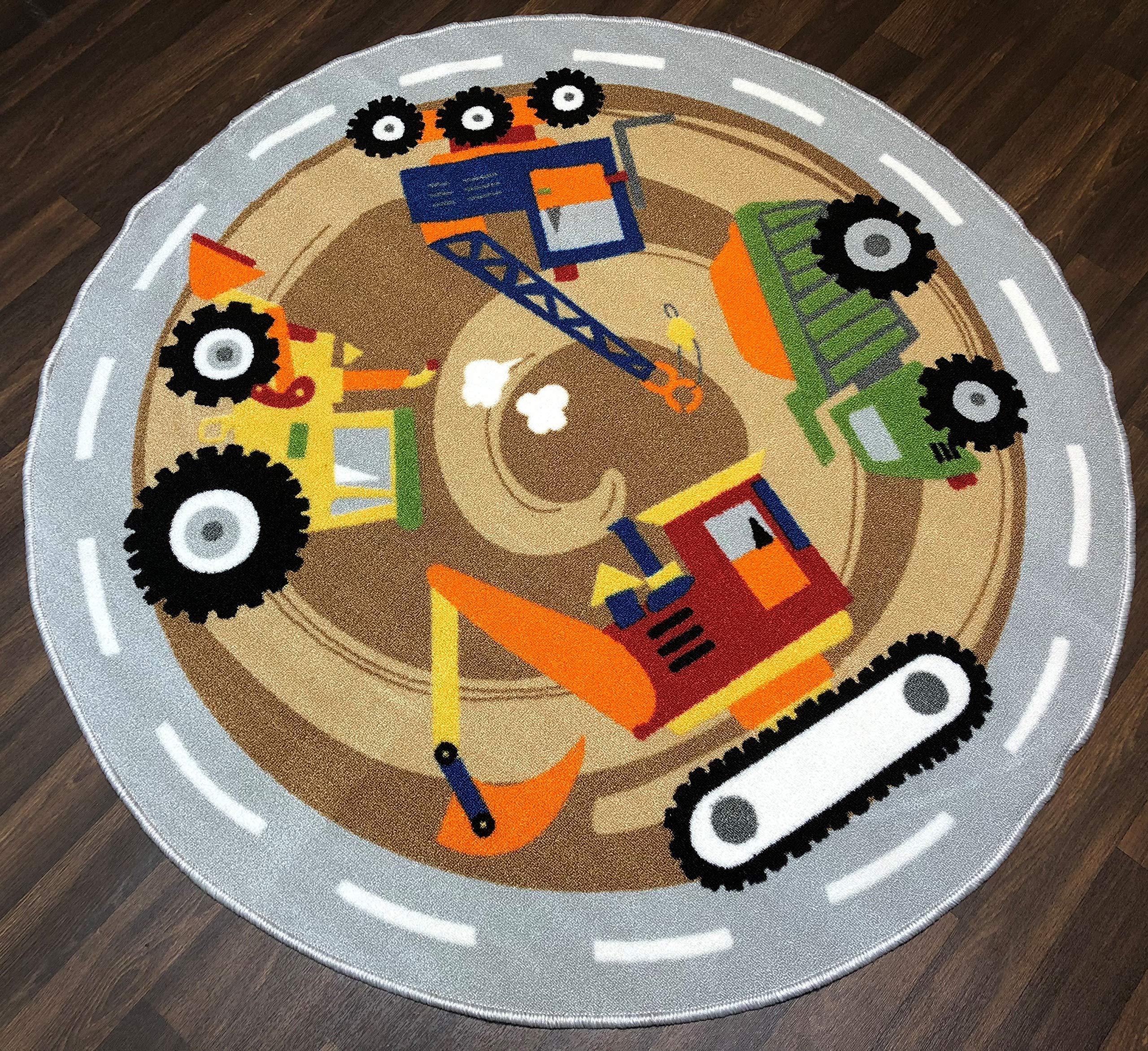 Orientalrugcompany Non Slip Kids Diggers Large Play Mat/Rug 200Cm X 200Cm Hours Of Fun